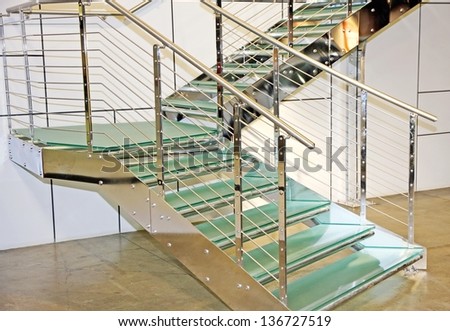 internal staircase made of steel and glass in a public administration building