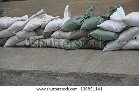 sandbags to protect against flooding of the River during the flood