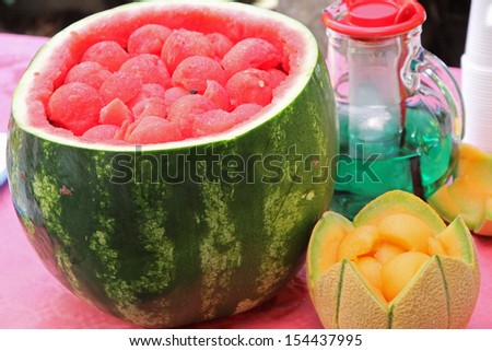 Watermelon party to celebrate summer with fresh mint and melon drink watermelon sliced 2