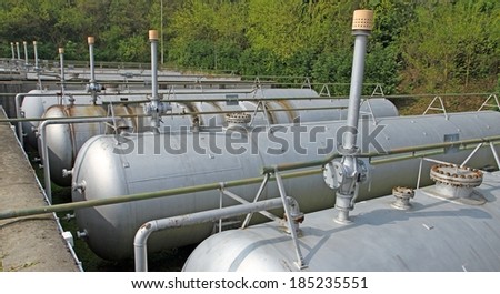 vents of the huge tanks for the storage of natural gas in power plant