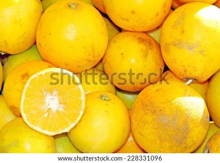 Yellow ripe lemons from Sicily for sale at the local market