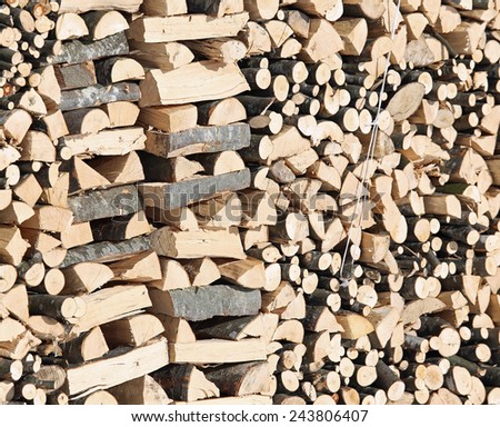 large Woodshed with pieces of wood cut for the stove