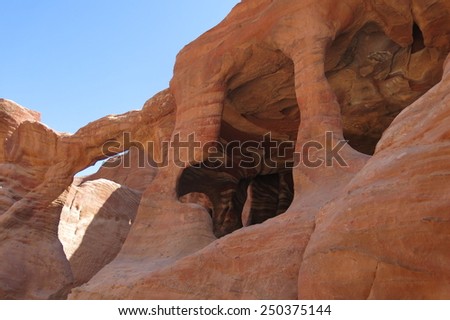 Ancient rock city of Petra in Jordan in the Middle East