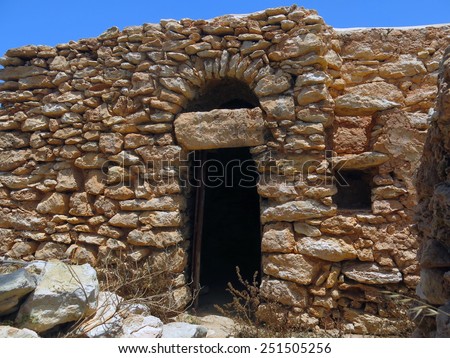 Ancient houses made of stone in Lampedusa Island in Sicily Italy
