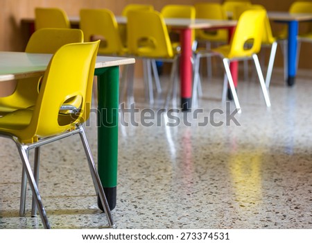 small plastic chairs in the nursery kindergarten class