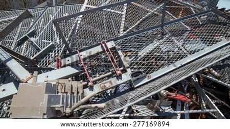 great Iron grid and ferrous material in the landfill of metallic objects