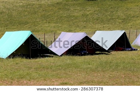 large tents to sleep during the summer campsite of the boyscout