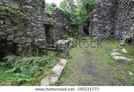 abandoned old water mill to grind flour in old farm
