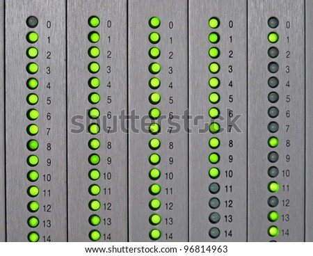steel Panel with led lights green and screen printed numbers