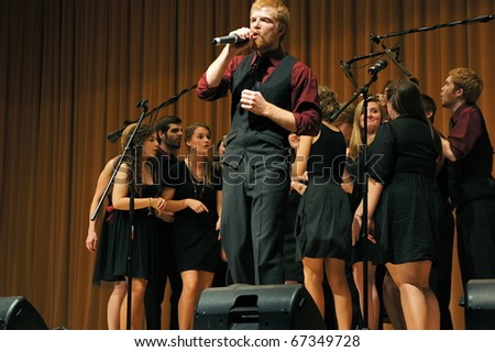 EVANSTON, ILLINOIS- NOVEMBER 13: A cappella singing group Redefined of the University of Wisconsin-Madison performs in The Best of the Midwest Concert on November 13, 2010 in Evanston, Illinois.