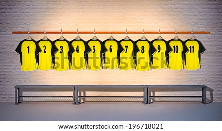 Row of Yellow Football Shirts 3-5
