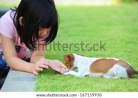 giving a dog snack