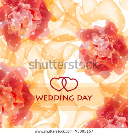 Wedding card or invitation with abstract floral background. Greeting card in grunge or retro style