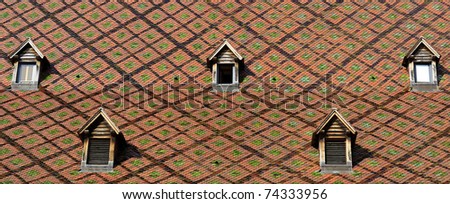 Dormer windows on the roofs of Besancon city, France