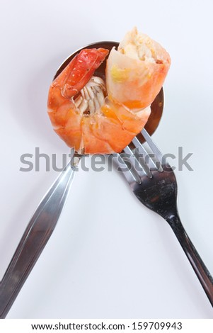 Big size spice prawn in spoon