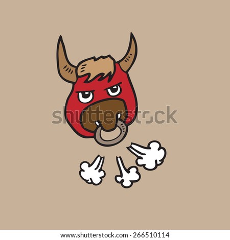 Bull angry cartoon character vector