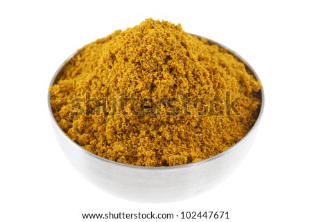 A bowl of spicy Curry Powder, main ingredient to cook Asian curry