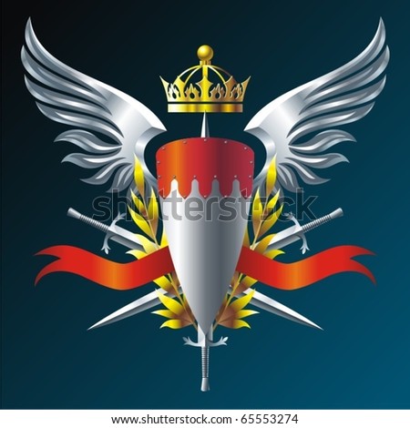 Heraldry Emblem With Iron Wings, Crown And Swords Stock Vector ...