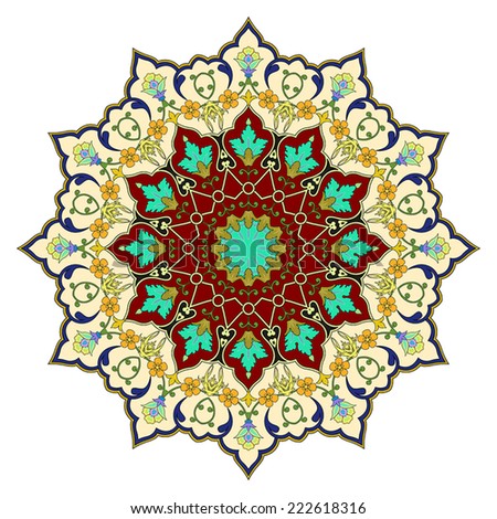 Round Pattern Mandala. Abstract design of Persian- Islamic-Turkish-Ara bic vector circle floral ornamental border! 