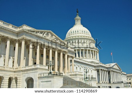 view of the eastern facade of the Capitol Building, Washington, USA