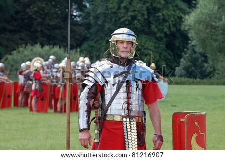 KELMARSH HALL UK, JULY 17: Roman Imperial Army Reenactment at Kelmarsh Hall, Northamptonshire, UK, July 17th, 2011.