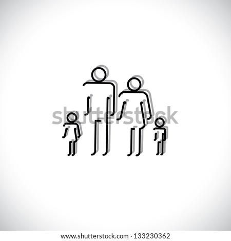 Family Of Four People Abstract Icons Using Line Drawing. The Symbols ...