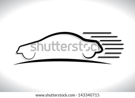 Concept Vector Graphic- Speeding Car Automobile Icons ( Signs ) With ...