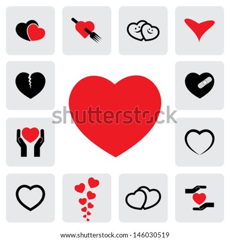 abstract heart icons ( signs ) for love, happiness- vector graphic. This love icon represents concepts of passion, platonic love, break-up, healing & protection of heart\'s health, prevention