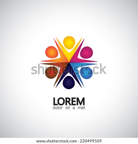 excited, motivated group of people, children or employees - vector graphic. This illustration also represents students community, workers union, kids playing, happy people, friendship, meetings