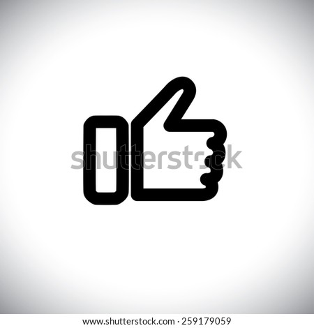 concept vector graphic - black line of like hand icon. This also represents agreement, deal, endorse, concur, vote, thumbs up, like, okay, ok, good, etc