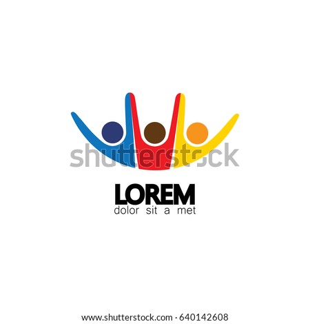 friendship and bonding vector logo icon in trendy flat style isolated on white background. buddies symbol, group of friends excited, jumping in joy, having fun