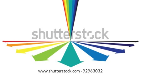 Rainbow colored arrows showing all-round growth concept. CMYK Global Process Colors used. Layer managed artwork. AI EPS version 8.
