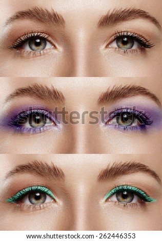 closeup woman eyes. Eye makeup tips
