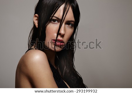 beauty latin woman with a wet hair
