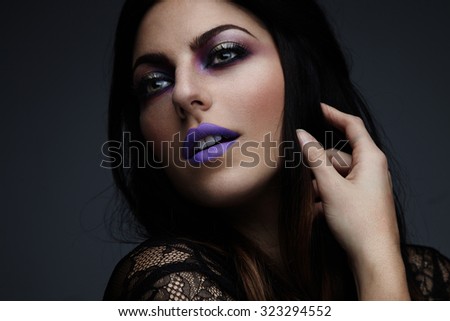 woman with a bright makeup. Halloween makeup