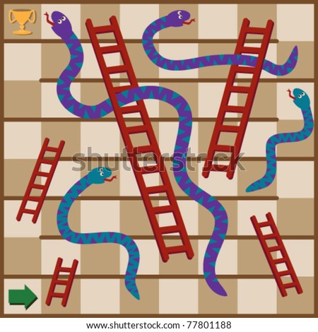Snakes And Ladders Board Game Snakes, Ladders, Start/ Finish Icons And ...