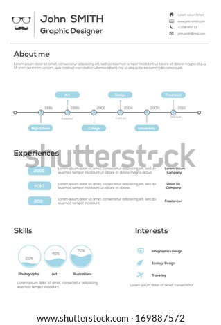 Resume. With Infographics and Timeline. Vector Illustration 