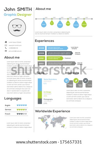 Resume. With Infographics and Timeline. Vector Illustration