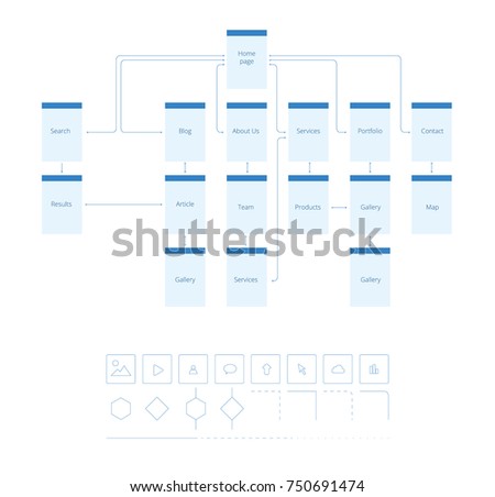 Flowchart UI UX Vector illustration