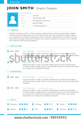 Resume template. Vector