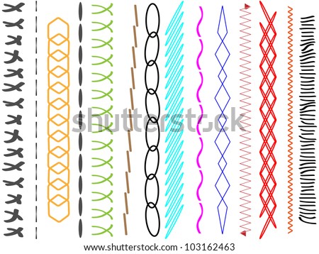 Set Of The Thread Stitches Stock Vector Illustration 103162463 ...