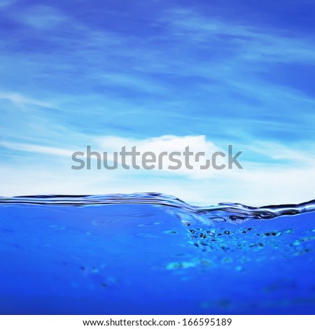 Water line over sky background
