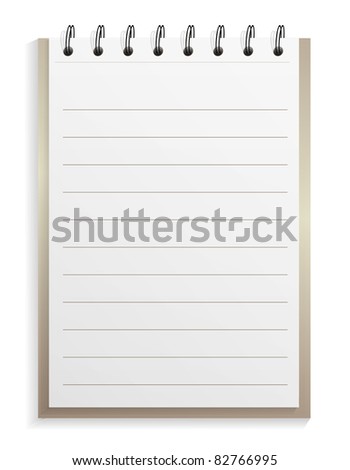 Lined spiral  notepad on white