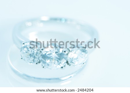 split blue tone engagement and wedding ring