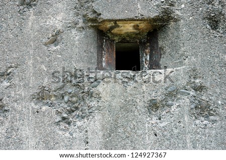 cannon holes on Dutch army military defense bunker during the second world war in the town of Tarakan, Indonesia
