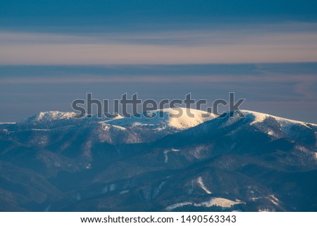 view to Cierny kamen, Ploska and Borisov hills from Martinske hole in Mala Fatra mountains in Slovakia during winter day with blue sky Zdjęcia stock © 
