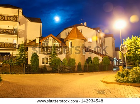 beautiful residential house at night