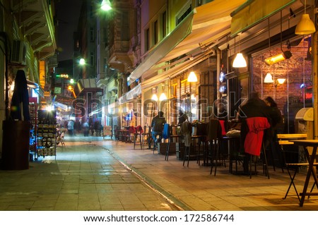 night cafe in the narrow streets of Istanbul