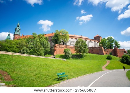 Wawel is a fortified architectural complex on the left bank of the Vistula river in Krakow, Poland
