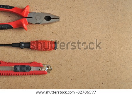brown background with the tools